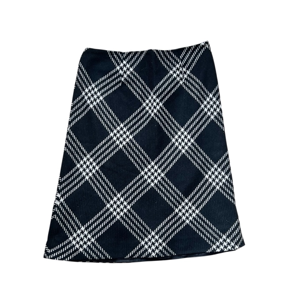 Vintage Tribeca Studio Wool Checkered Zip Flare Midi Skirt Size 6
